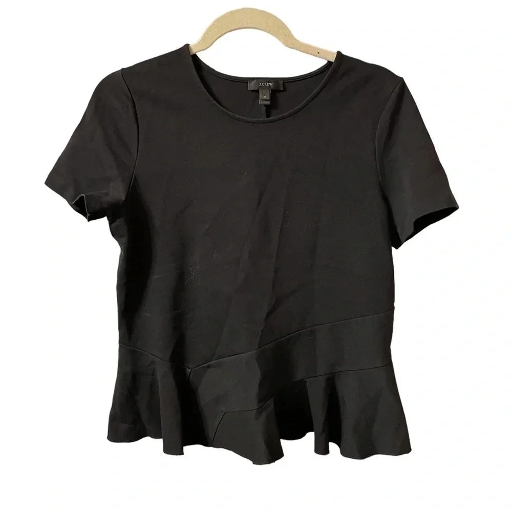 J.CREW Y2K BLACK STRUCTURED PEPLUM TOP